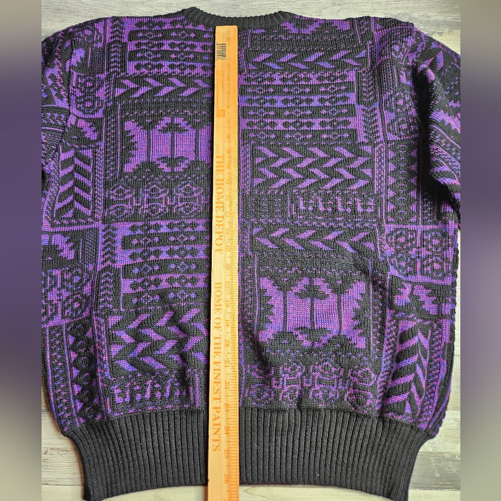 Meister Vintage Sweater Black & Purple Size XL - Picture 6 of 9